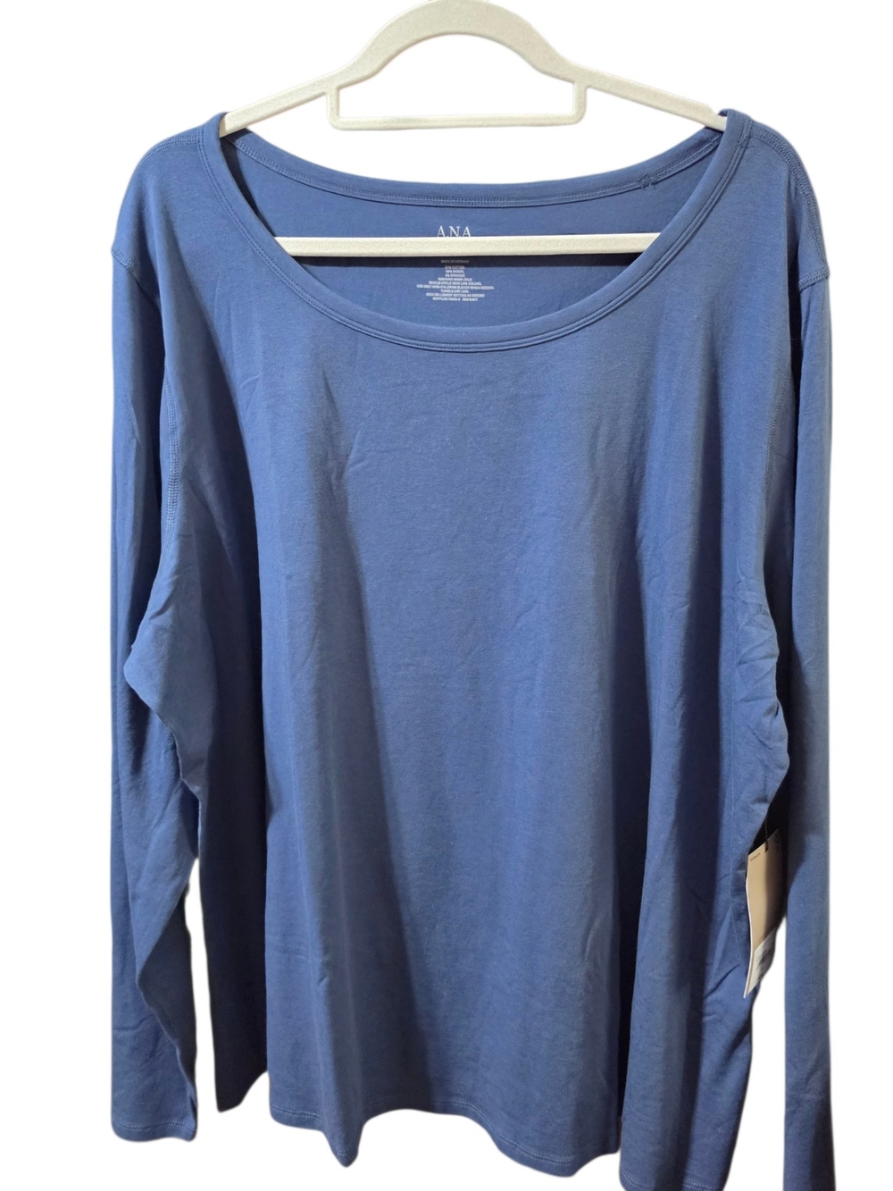 a.n.a Scoop Neck Long Sleeve Top in Dusty Blue